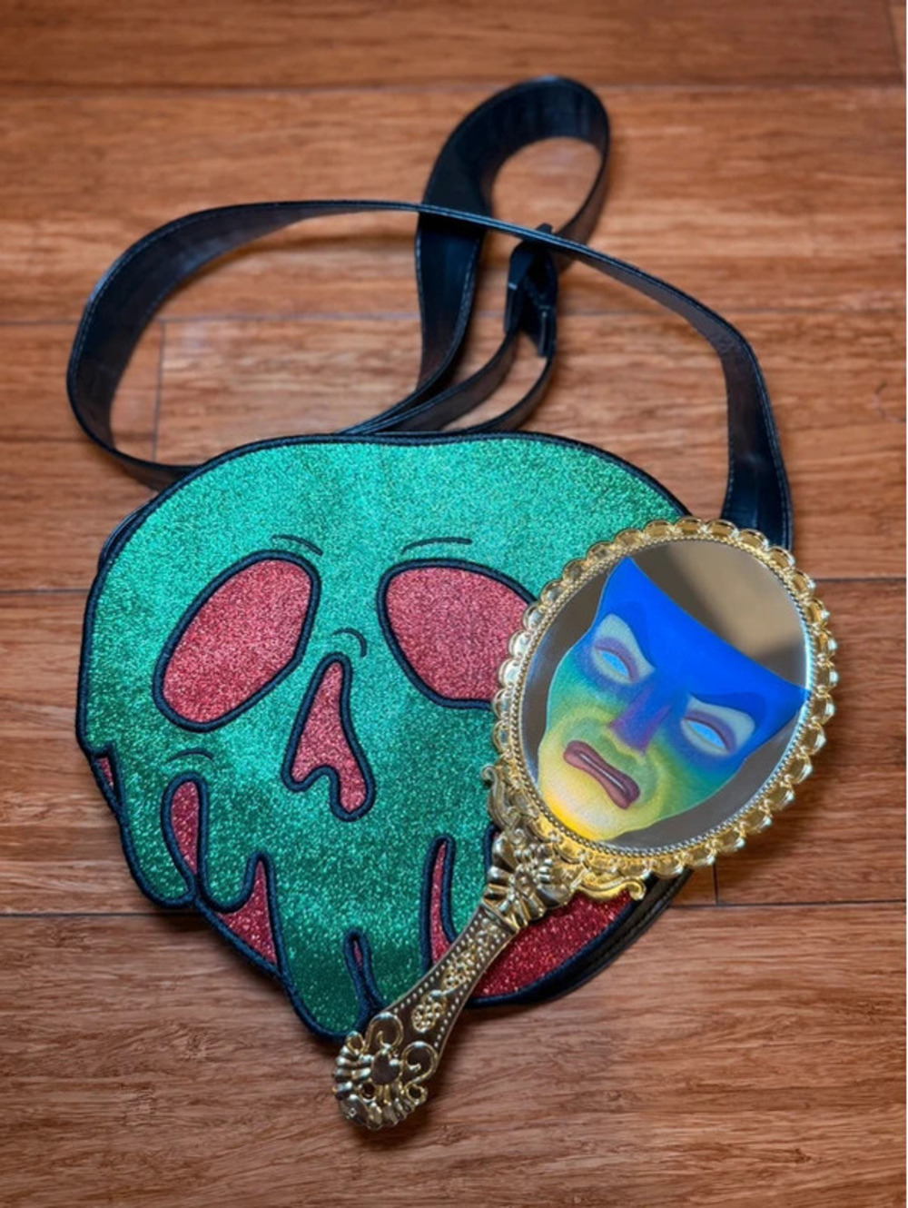 Disney Villains Snow White Poison Apple Glitter Crossbody Purse & Magic Mirror